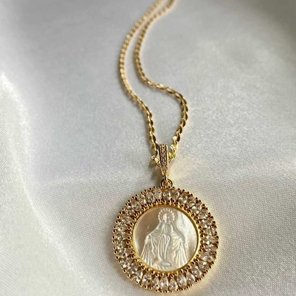 Saint Benedict/Mary Boho 22K Gold Boho Necklace